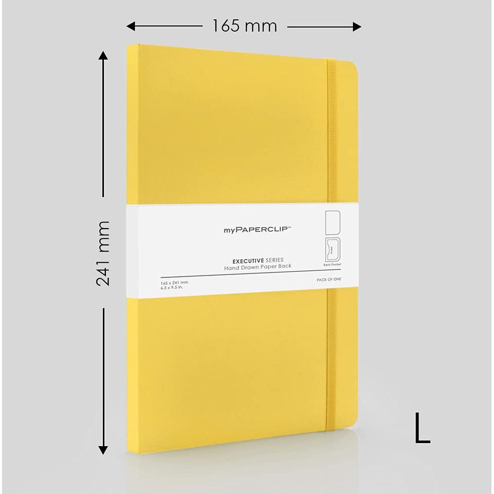 myPAPERCLIP Executive Series Notebook, Large (165 x 241 mm, 6.5 x 9.5 in.) Plain, ESX192L-P Yellow