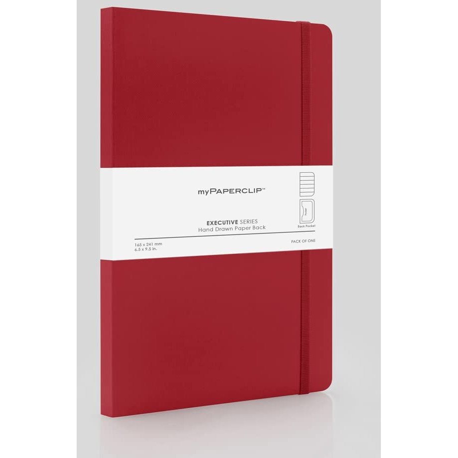myPAPERCLIP Executive Series Notebook, Large (165 x 241 mm, 6.5 x 9.5 in.) Ruled, ESX192L-R Red