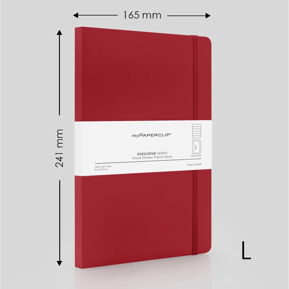 myPAPERCLIP Executive Series Notebook, Large (165 x 241 mm, 6.5 x 9.5 in.) Ruled, ESX192L-R Red