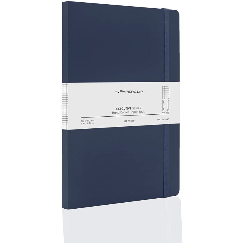 myPAPERCLIP Executive Series Notebook, A5 (148 x 210mm, 5.83 x 8.27 in.) Checks, ESX192A5-C Blue