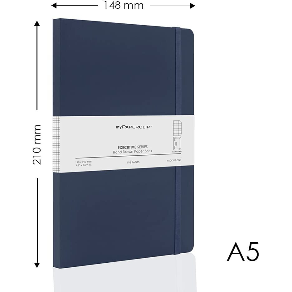 myPAPERCLIP Executive Series Notebook, A5 (148 x 210mm, 5.83 x 8.27 in.) Checks, ESX192A5-C Blue