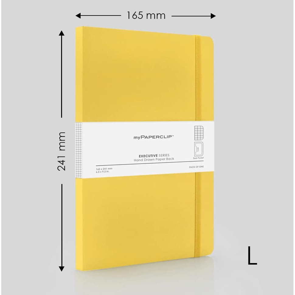 myPAPERCLIP Executive Series Notebook, Large (165 x 241 mm, 6.5 x 9.5 in.) Checks, ESX192L-C Yellow