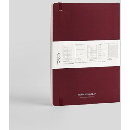 myPAPERCLIP 2025 Weekly Planner, Section Thread Bound, Hand Drawn Paper Back, A5 (148 x 210 mm, 5.83 x 8.27 in), Claret