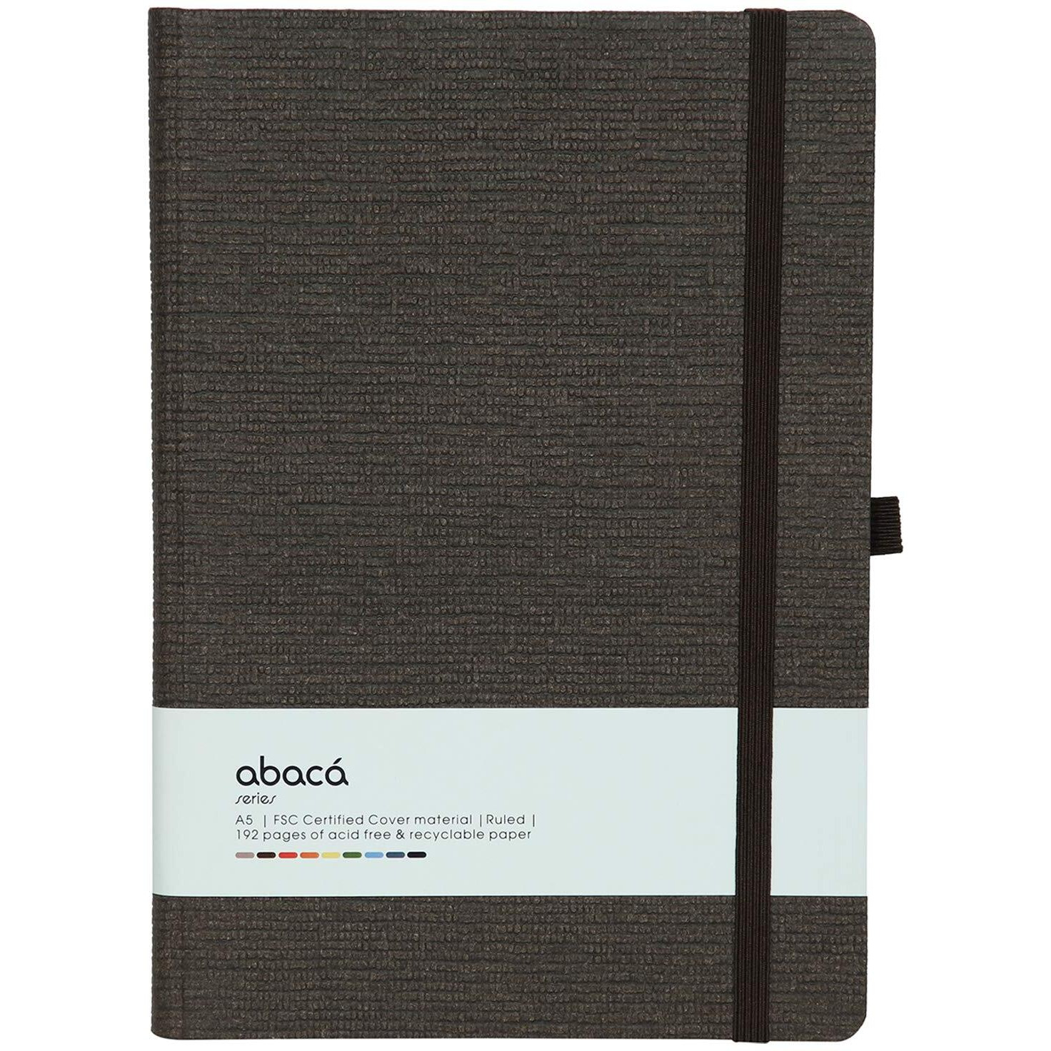 COMMA Abaca  A5 Size  Hard Bound Notebook with Elastic Band Closure & Pen Loop  192 Pages  80gsm Natural Shade Paper  Textured Cover Material  (Chocolate Brown)