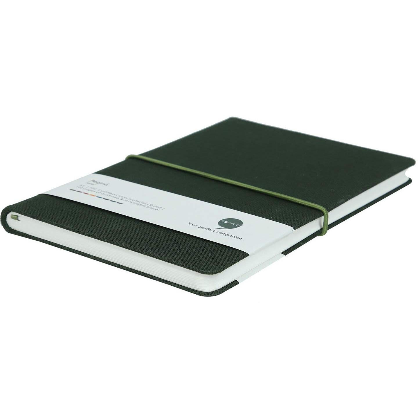 Comma Regina  A5 Size  Hard Bound Notebook with a Horizontal Elastic Band Closure  192 Pages  80gsm Natural Shade Paper  Fabric Cover Material  (Dark Green)