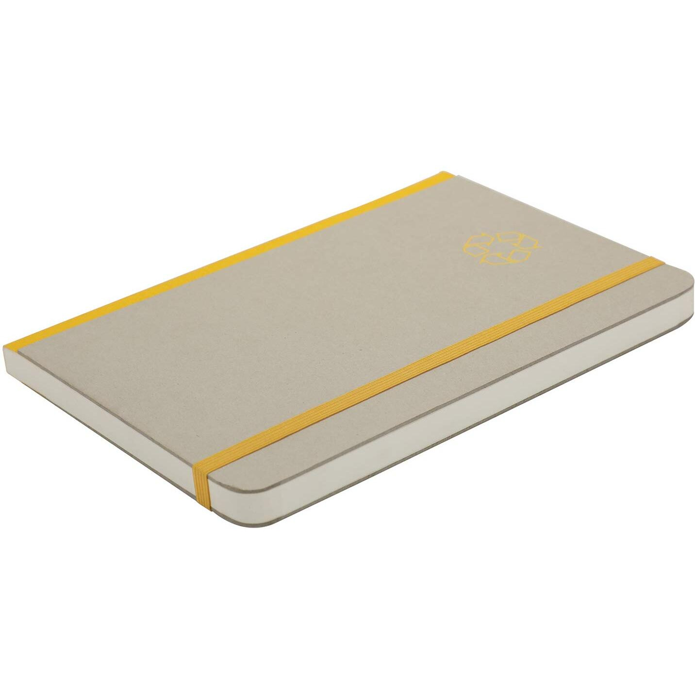Comma Ecologique  A5 Size  Eco-Friendly Hard Bound Notebook with Elastic Band Closure  192 Pages  80gsm Natural Shade Paper  Recycled Paper Board Cover  (Grey with Yellow)