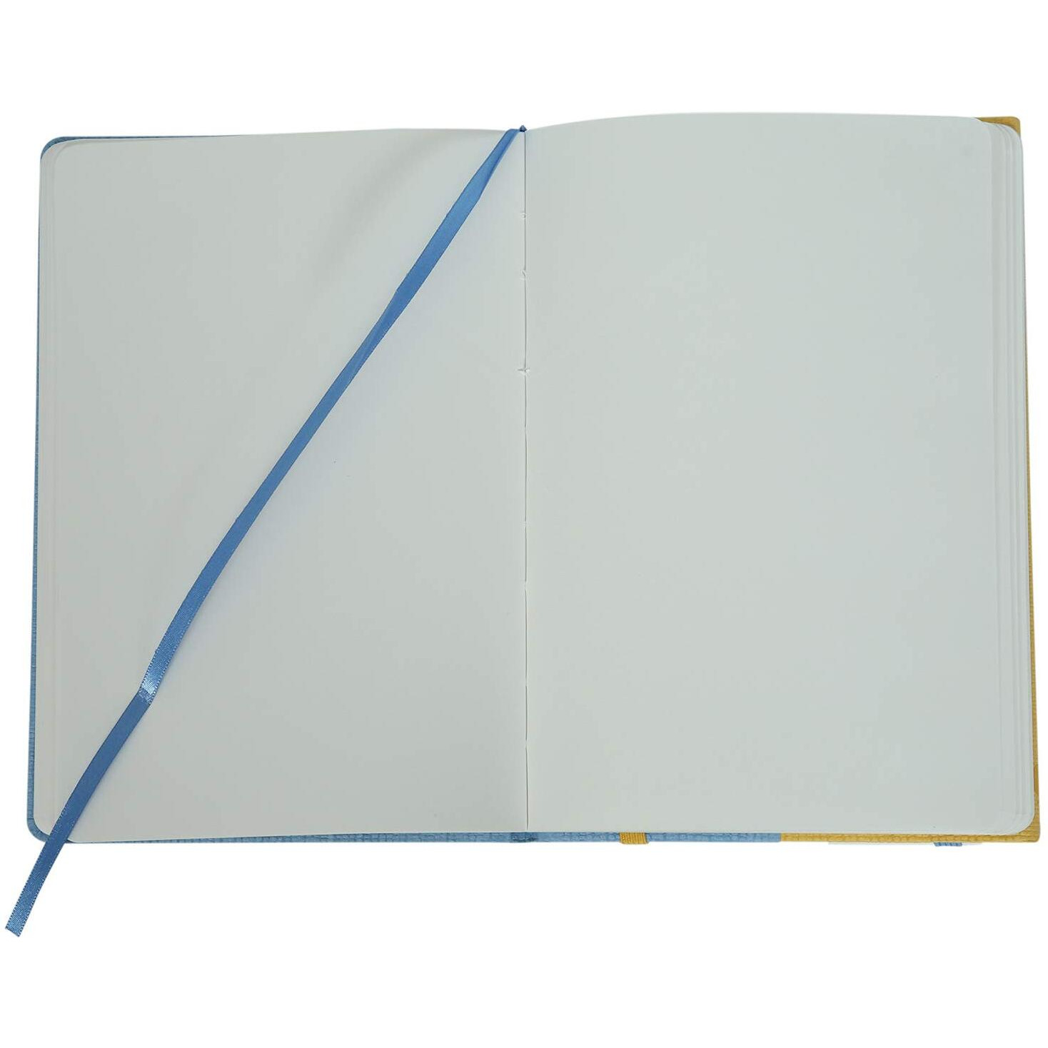 COMMA Flip  A5 Size  Notebook + Sketchbook  Double Sided Opening with Elastic Band Closure  120 Ruled + 120 Plain Pages  80gsm Natural Shade Paper  Textured Cover Material  (Sky Blue + Yellow)