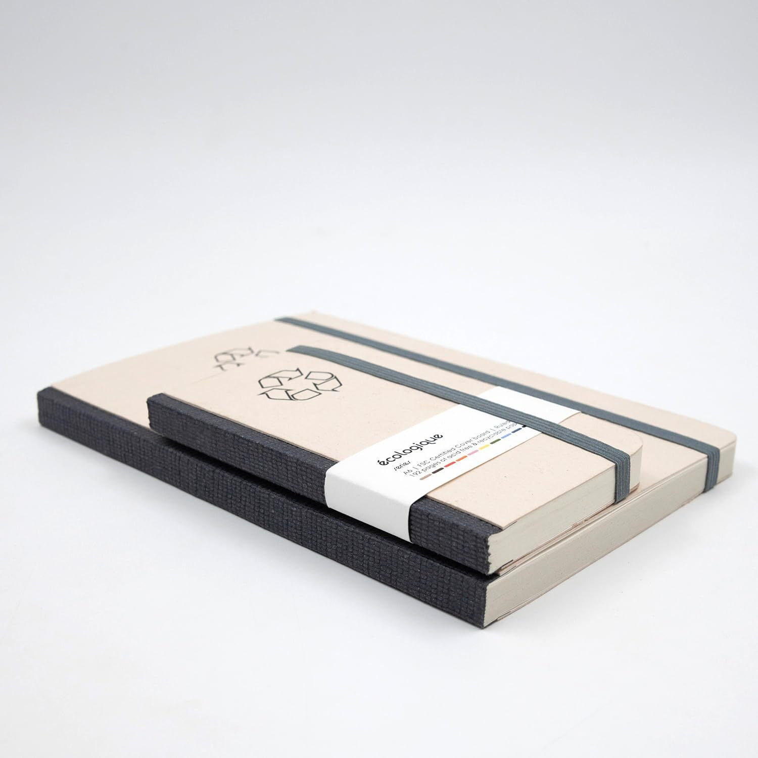 COMMA | Ecologique Notebook Combo | A5 Size & A6 Pocket Size | Eco-friendly Hard Bound Notebook with Elastic Band Closure | 192 Pages | 80gsm Natural Shade Paper | Recycled Cover Board  Black