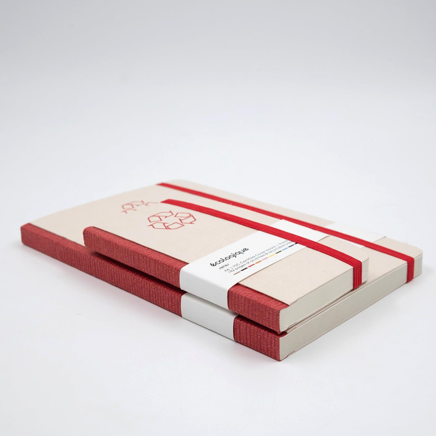COMMA | Ecologique Notebook Combo | A5 Size & A6 Pocket Size | Eco-friendly Hard Bound Notebook with Elastic Band Closure | 192 Pages | 80gsm Natural Shade Paper | Recycled Cover Board  Red