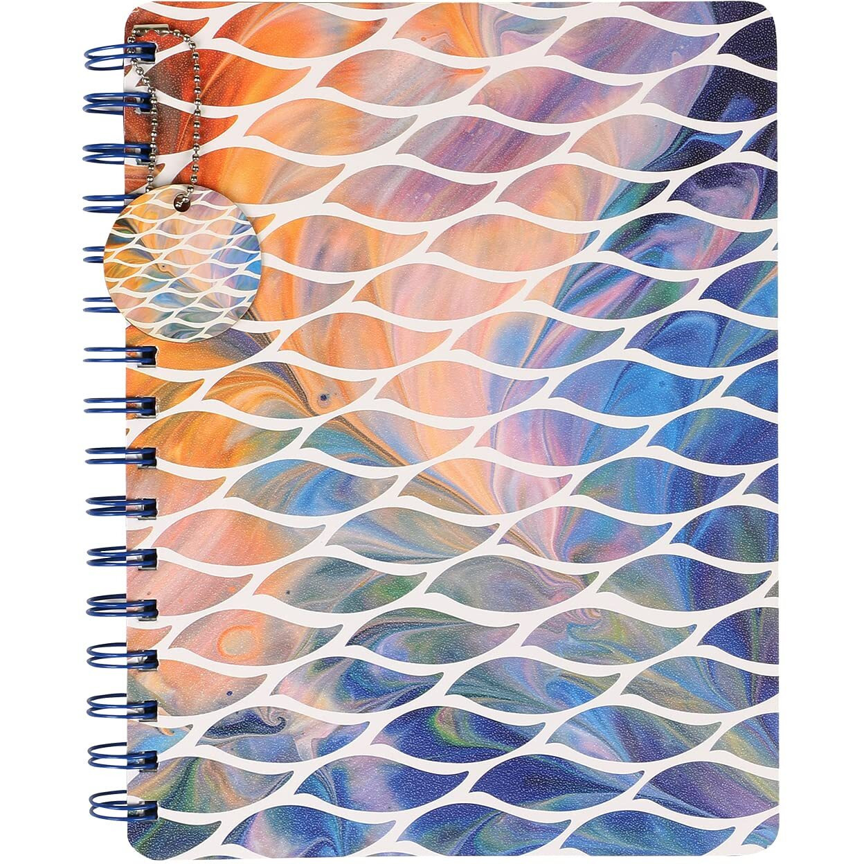 DOODLE Hard Bound Spiral Notebook Diary with Bookmark Dangler and Sticker Pages I B5 I Undated I 160 Ruled Pages I 80 GSM (Earthy Waves)