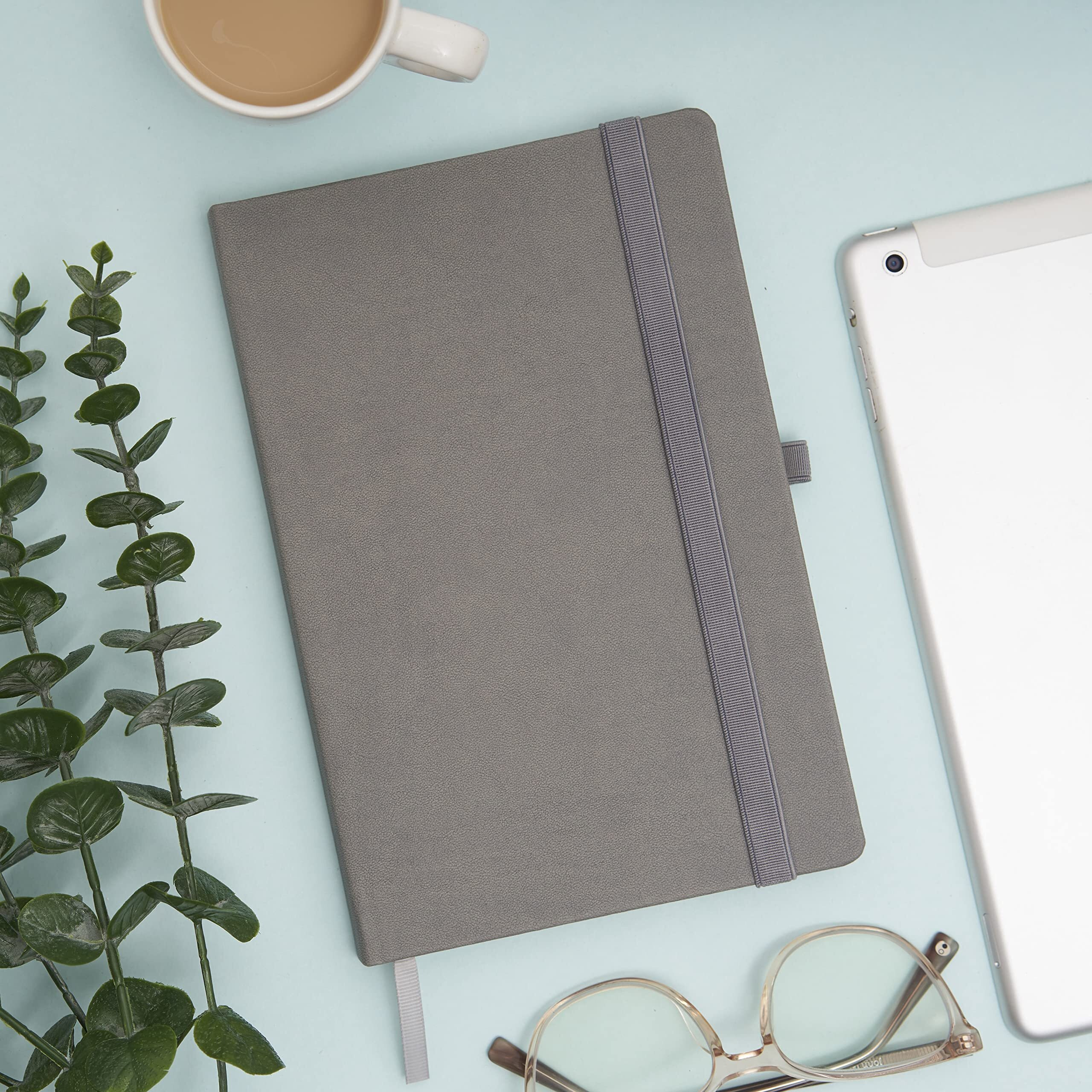 DOODLE Executive Diary with elastic Slider and Pen Loop | A5 Hard Bound | Undated | 192 Ruled Pages | 80 GSM (Apex Grey)