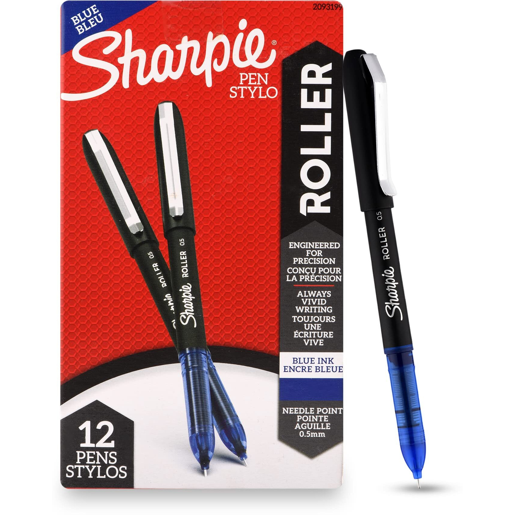 SHARPIE Blue Roller Ball Pen |Smudge Proof Ideal for Regular Office Usage |Stationery Items | Needle Point (0.5mm) |Pack of 12