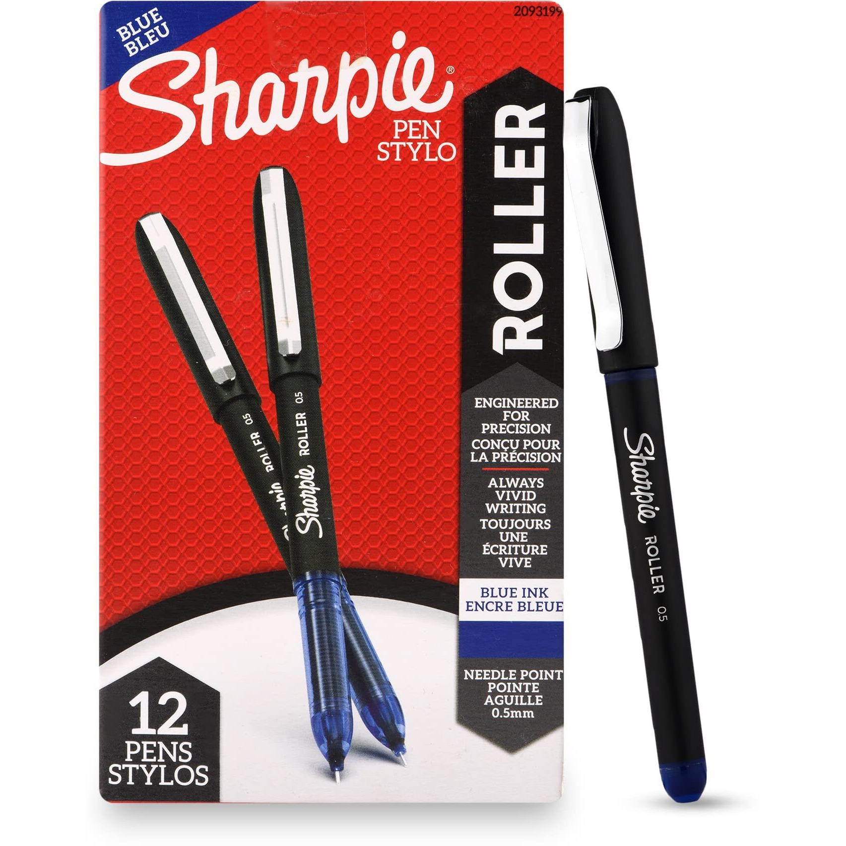 SHARPIE Blue Roller Ball Pen |Smudge Proof Ideal for Regular Office Usage |Stationery Items | Needle Point (0.5mm) |Pack of 12
