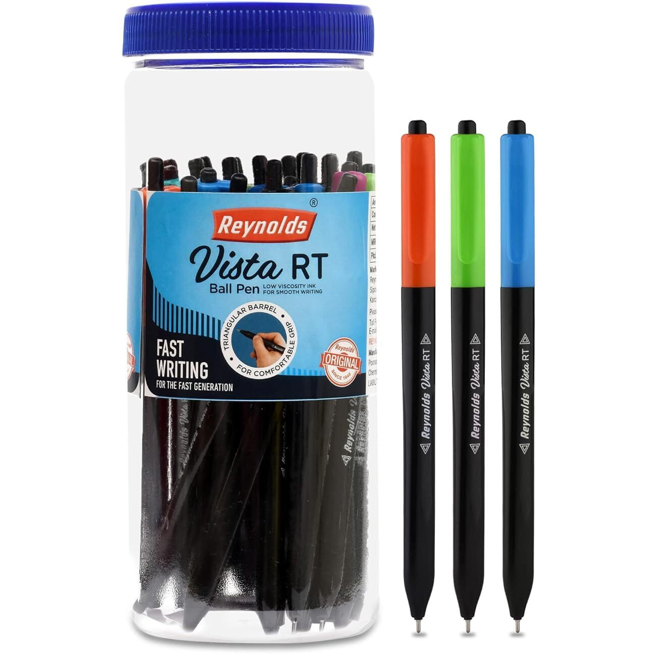 Reynolds VSITA Ball Pen SET - 25 PENS (20 BLUE 5 Black) | PENS WITH COMFORTABLE GRIP | BALL PENS FOR WRITING | PEN FOR STUDENTS & OFFICE STATIONERY | 0.7 mm TIP SIZE