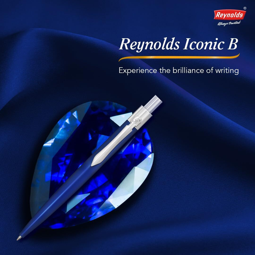 Reynolds Metal Pens (Iconic Blue) | Premium Pens For Gifting | Retractable Pens For Personal & Professional Use | Stylish Gifts for Men & Women | Trim Ball Pens For Corporate Gifting | Blue Ink