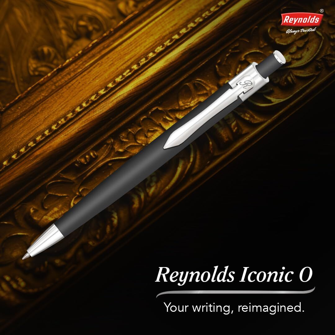 Reynolds Metal Pens (Iconic Onyx) | Premium Pens For Gifting | Retractable Pens For Personal & Professional Use | Stylish Gifts for Men & Women | Trim Ball Pens For Corporate Gifting | Blue Ink