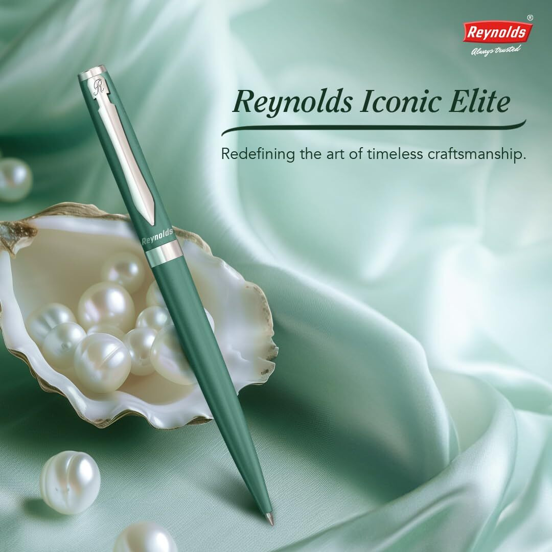 Reynolds Metal Pens (Iconic Elite Teal) | Premium Pens For Gifting | Twist Pens For Personal & Professional Use | Stylish Gifts for Men & Women | Trim Ball Pens For Corporate Gifting | Blue Ink