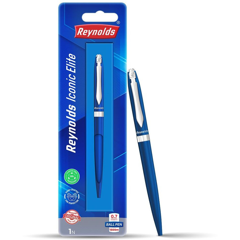 Reynolds Metal Pens (Iconic Elite Navy Blue) | Premium Pens For Gifting | Twist Pens For Personal & Professional Use | Stylish Gifts for Men & Women | Trim Ball Pens For Corporate Gifting | Blue Ink