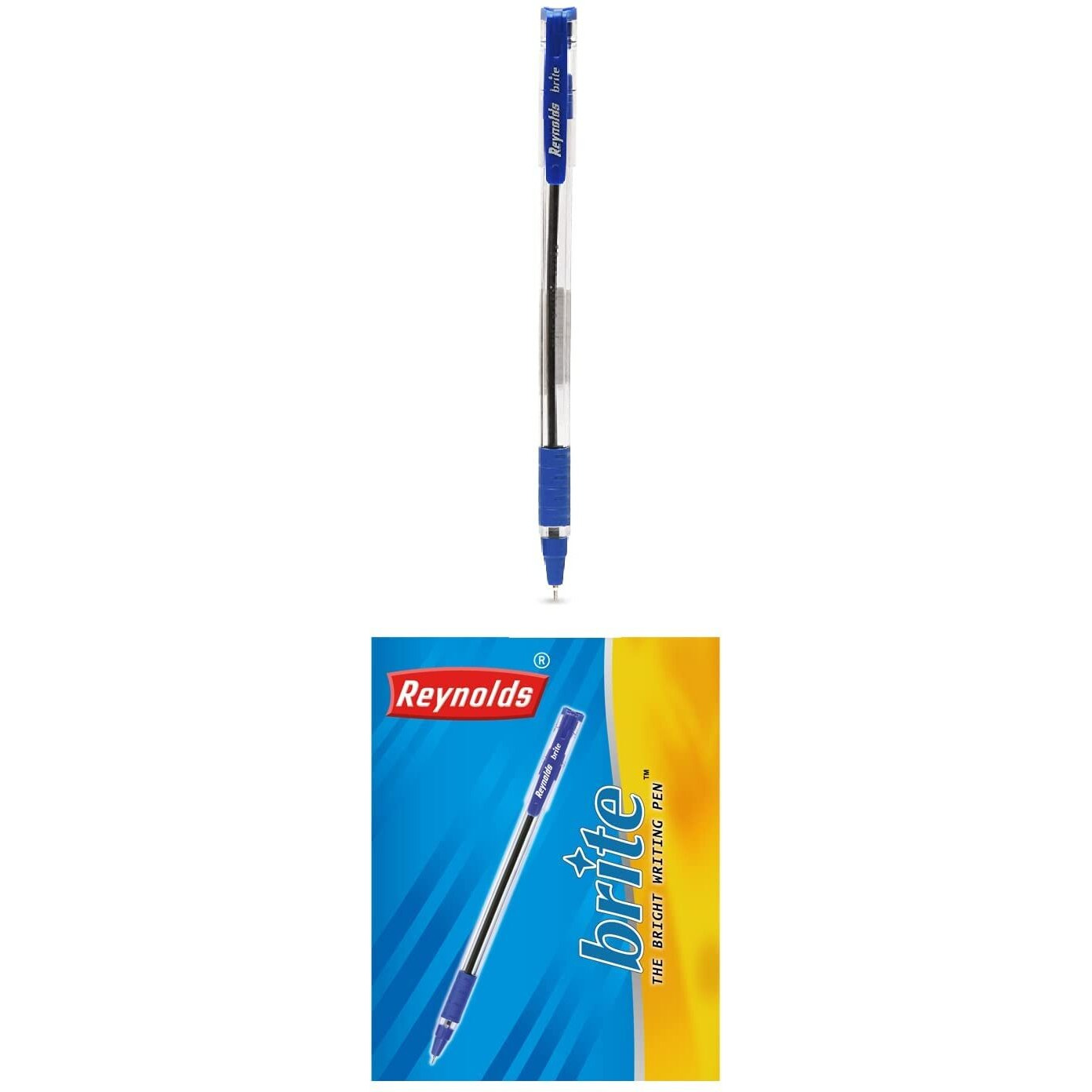 Reynolds BRITE 15CT BLUE I Lightweight Ball Pen With Comfortable Grip for Extra Smooth Writing I School and Office Stationery | 0.7mm Tip Size