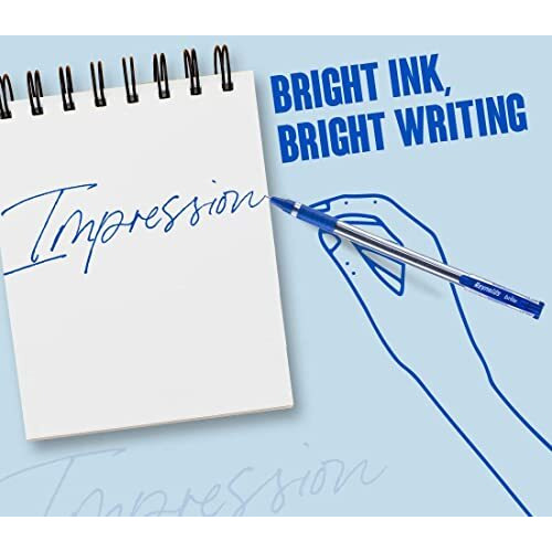 Reynolds BRITE 15CT BLUE I Lightweight Ball Pen With Comfortable Grip for Extra Smooth Writing I School and Office Stationery | 0.7mm Tip Size