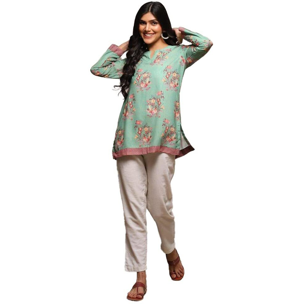 BIBA Women Printed Regular Mix and Match Kurta (Crepe Ku19247_Green_36)