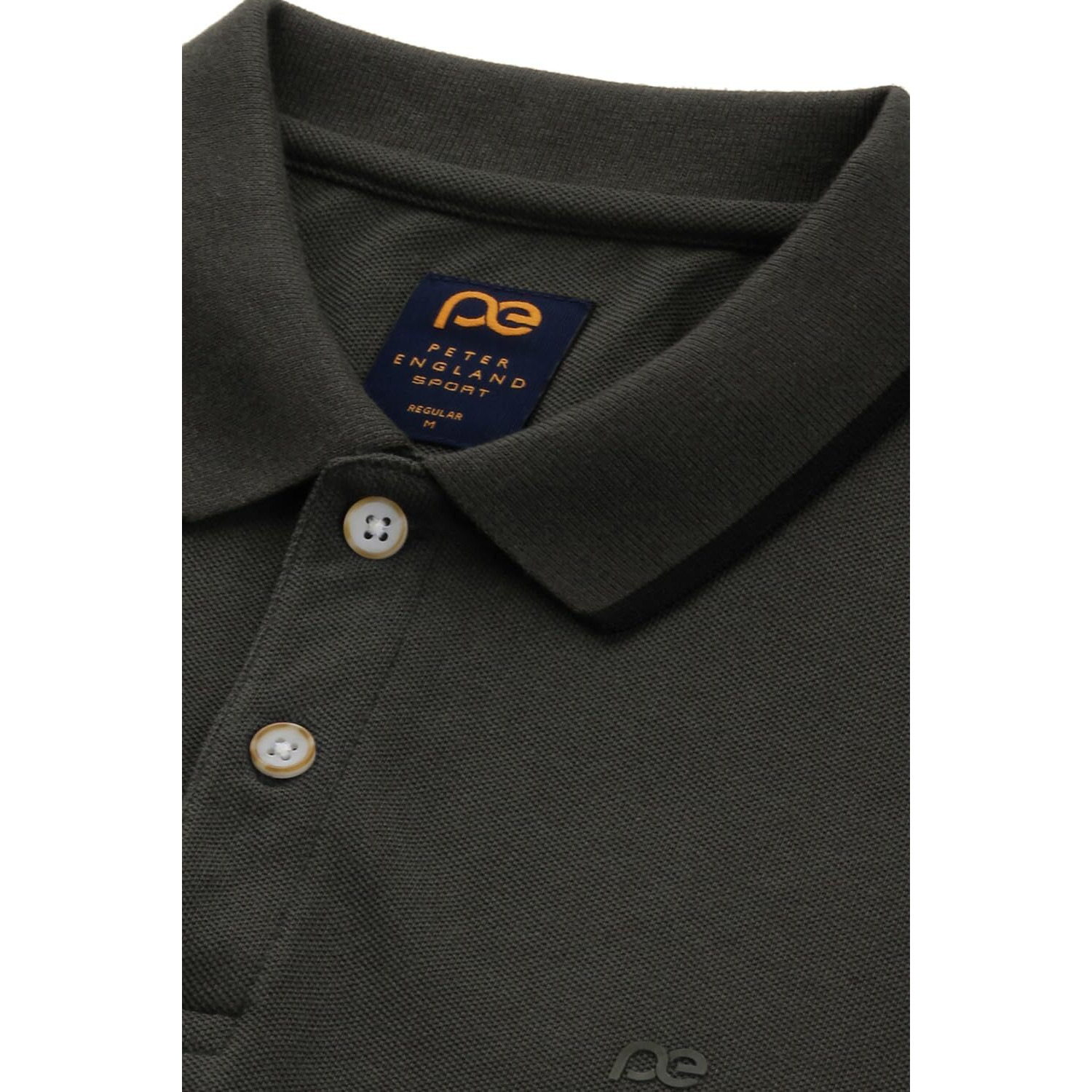Peter England Men's Snug Fit Solid Polo T-Shirt with Coloured Collar Tipping| Cotton Rich| Premium Pique Weave Medium Grey