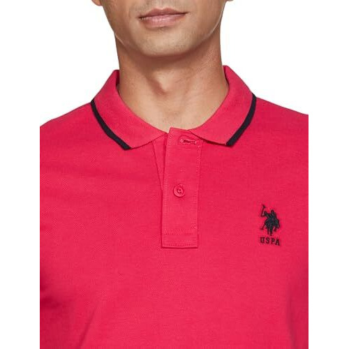 U.S. POLO ASSN. Men's Regular Fit Polo Shirt (USTSHS2224_Dk. Pink