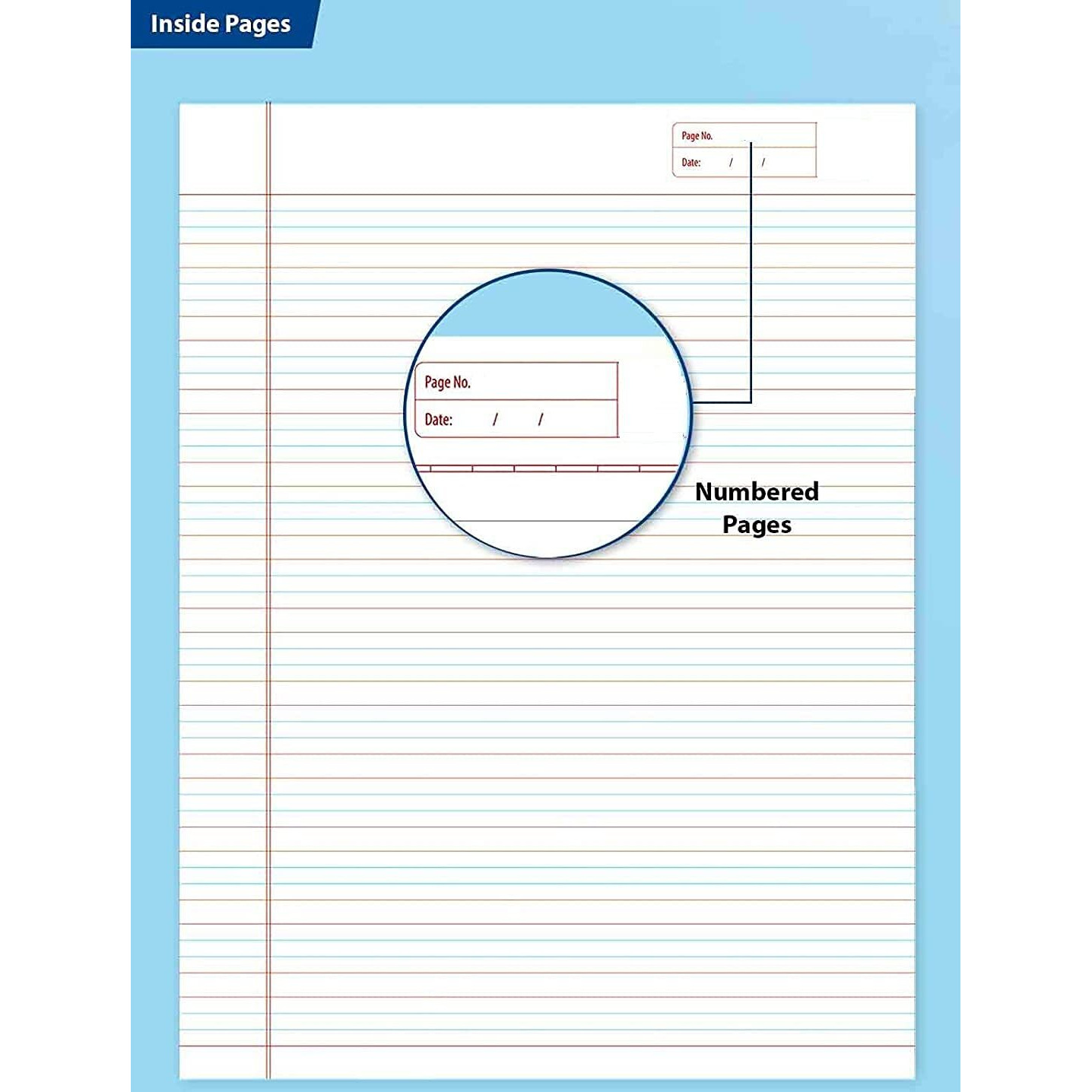 Rush Rough A4 Spiral Notebook 500 Pages | Single Line Ruled | 500 Pages Notebook Ruled | Pack of 1 | Spiral Register (500 Pages, Single Line Ruled)
