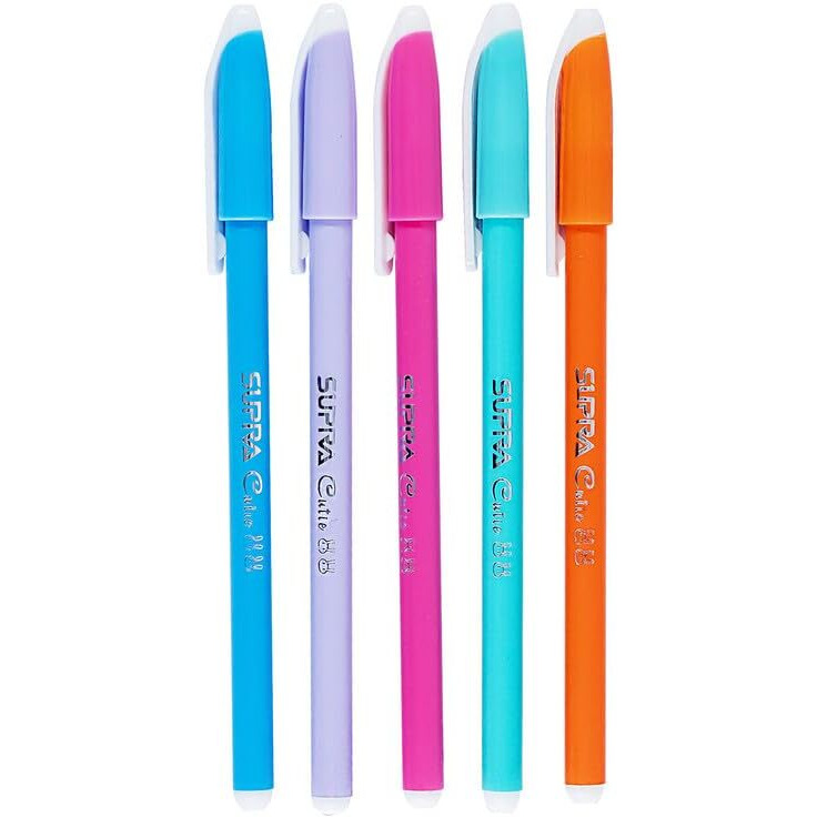 Supra Cutie Df 0.7mm Ball Point Pen Jar Pack | Lightweight & Attractive Body Colors | Ergonomic Grip for Easy Handling | Cute & Stylish Body Designs | Smooth and Fast Writing | Blue Ink, Pack of 50