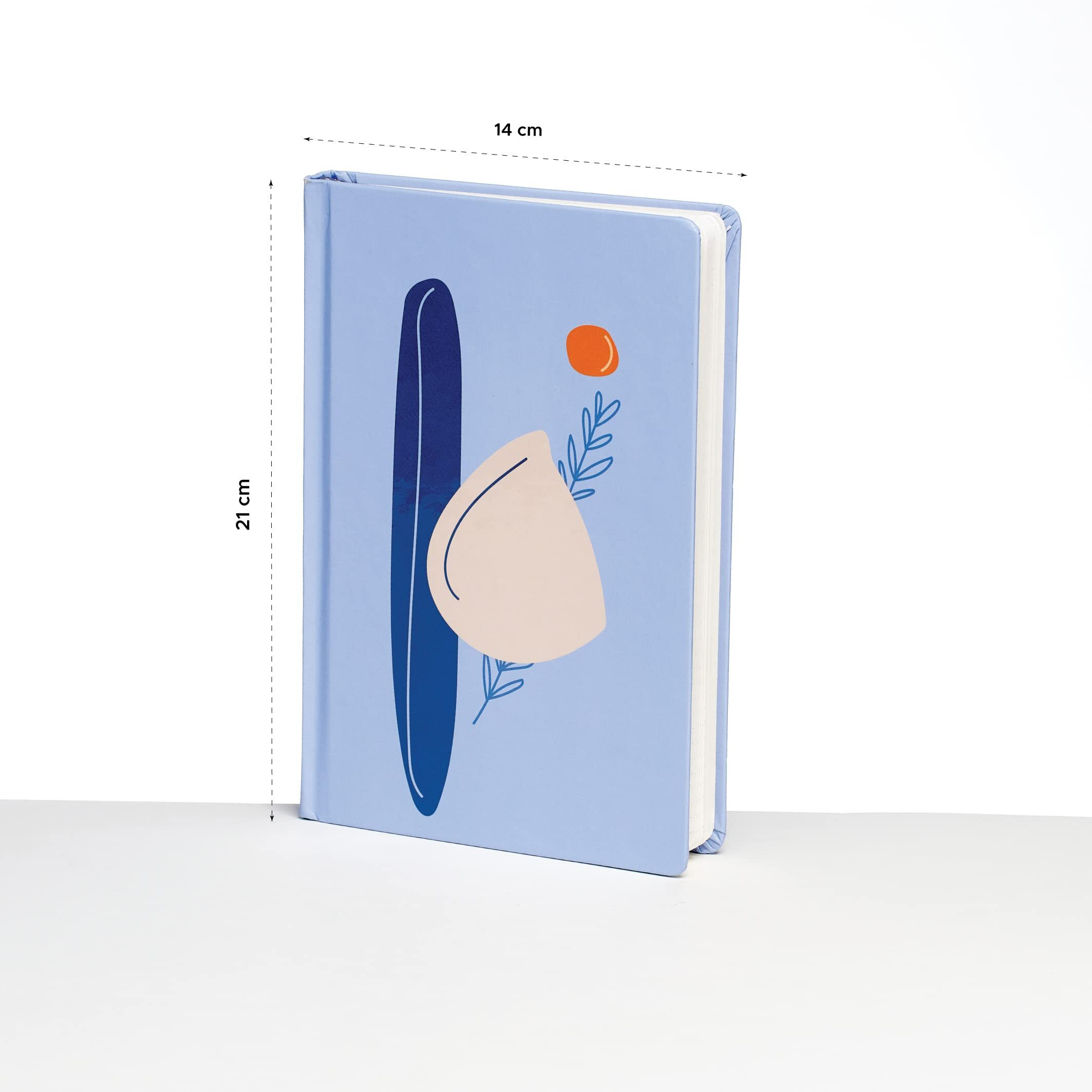 FACTOR NOTES Hardbound Notebook 100 GSM|A5|3 Bookmarks|200 Pages|Inner Pocket|Ruled (The Blue Sunset)