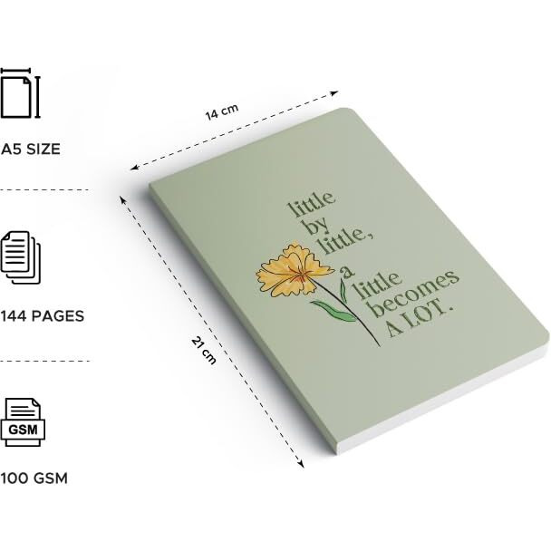 FACTOR NOTES 100 GSM A5 Notebook Plain | 144 Pages (Little by Little)