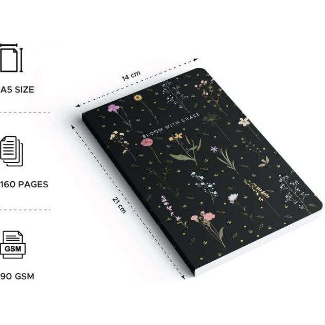 FACTOR NOTES A5 Notebook Ruled | 90 GSM | 160 Pages (Bloom with Grace)