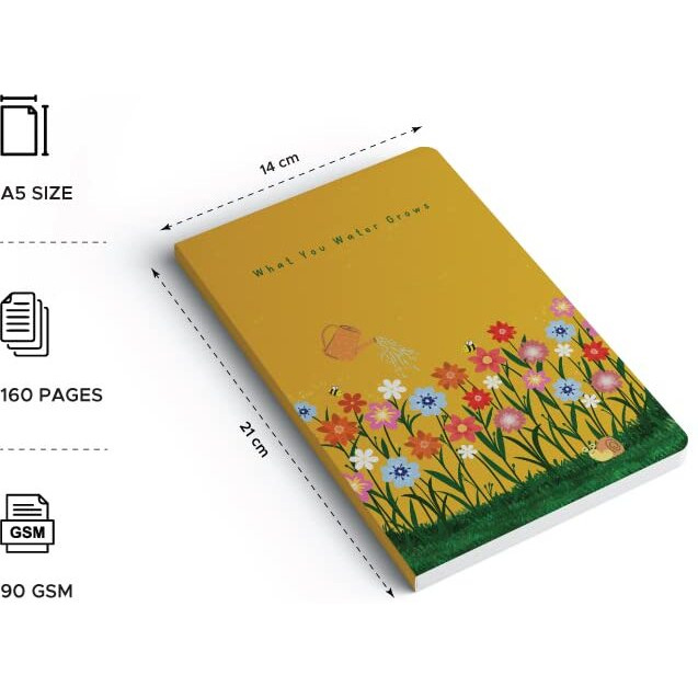 FACTOR NOTES A5 Notebook Ruled | 90 GSM | 160 Pages (What you Water Grows)