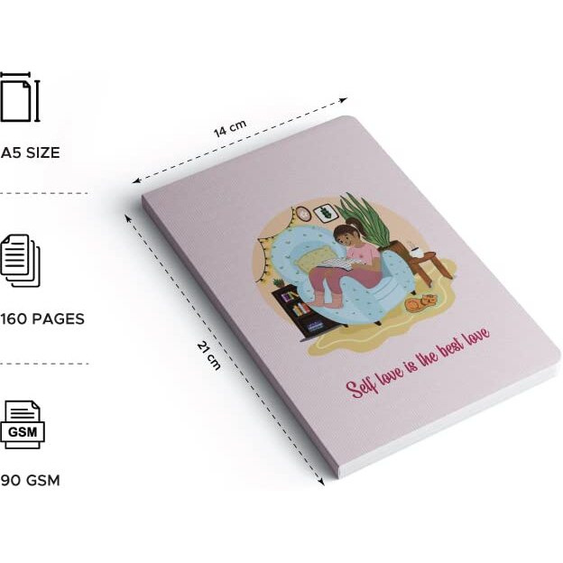 FACTOR NOTES A5 Notebook Ruled | 90 GSM | 160 Pages (Self Love)