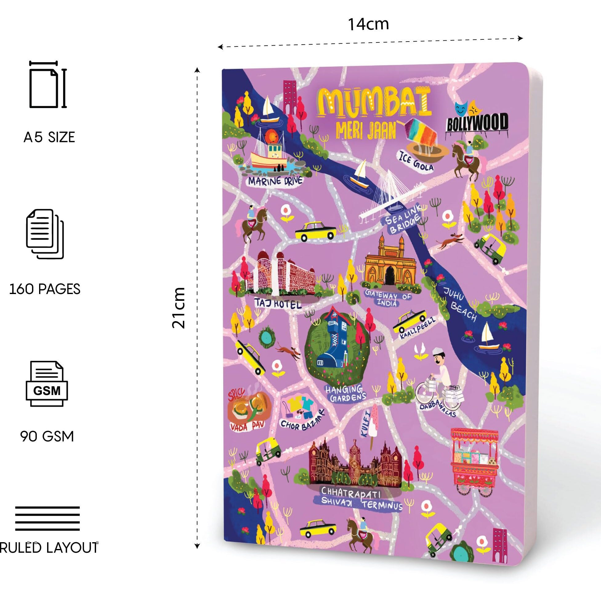 FACTOR NOTES A5 Notebook Ruled | 90 GSM | 160 Pages(Mumbai Meri Jaan)