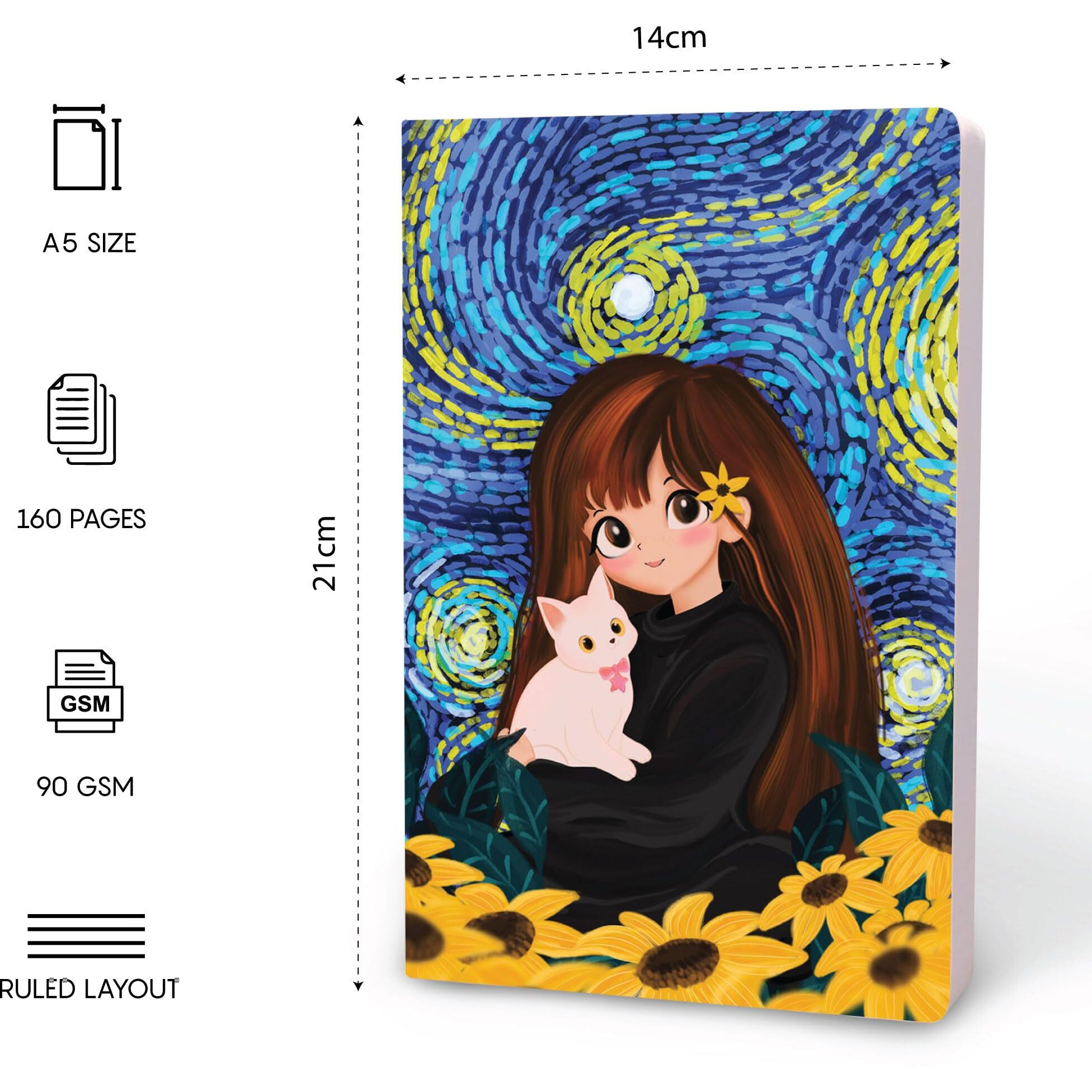 FACTOR NOTES A5 Notebook Ruled | 90 GSM | 160 Pages(Starry Night)