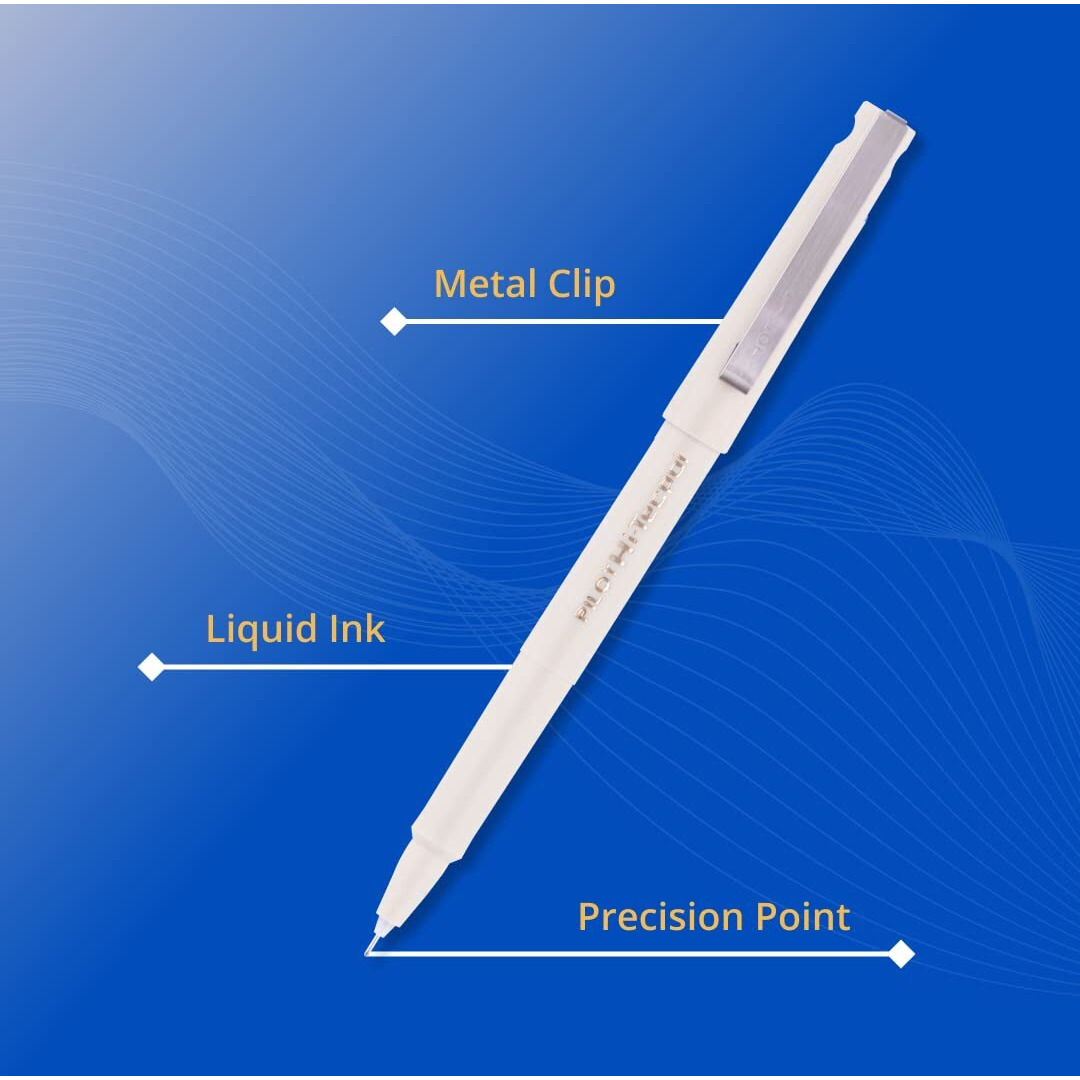 Pilot Hi-Tecpoint O5 0.5mm Extra Fine Point Roller Ball Pen | Pack Of 10 (7 Blue + 2 Black + 1 Red)