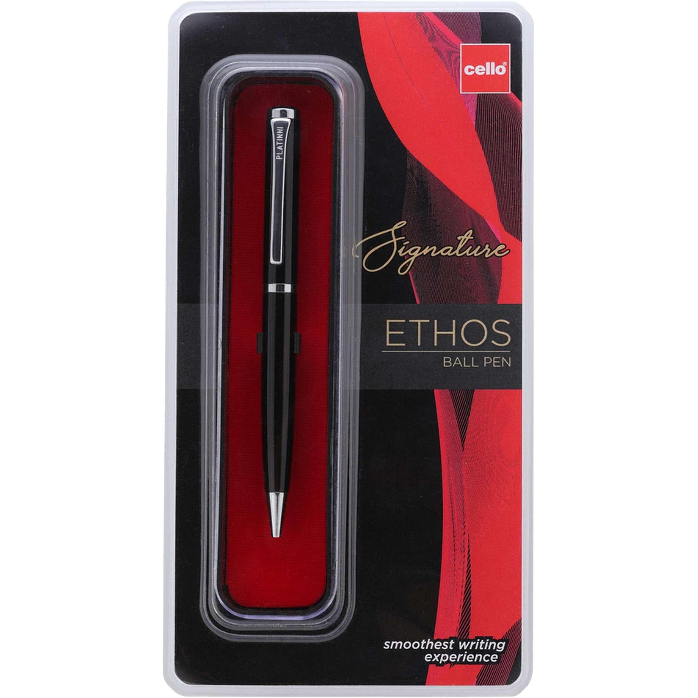 Cello Signature Ethos Ball Pen | Blue Ink | 1 Ball Pen | Twist Mechanism | Smooth Writing | Premium Metal Pen for Gift | Corporate Gift | New Year Gift