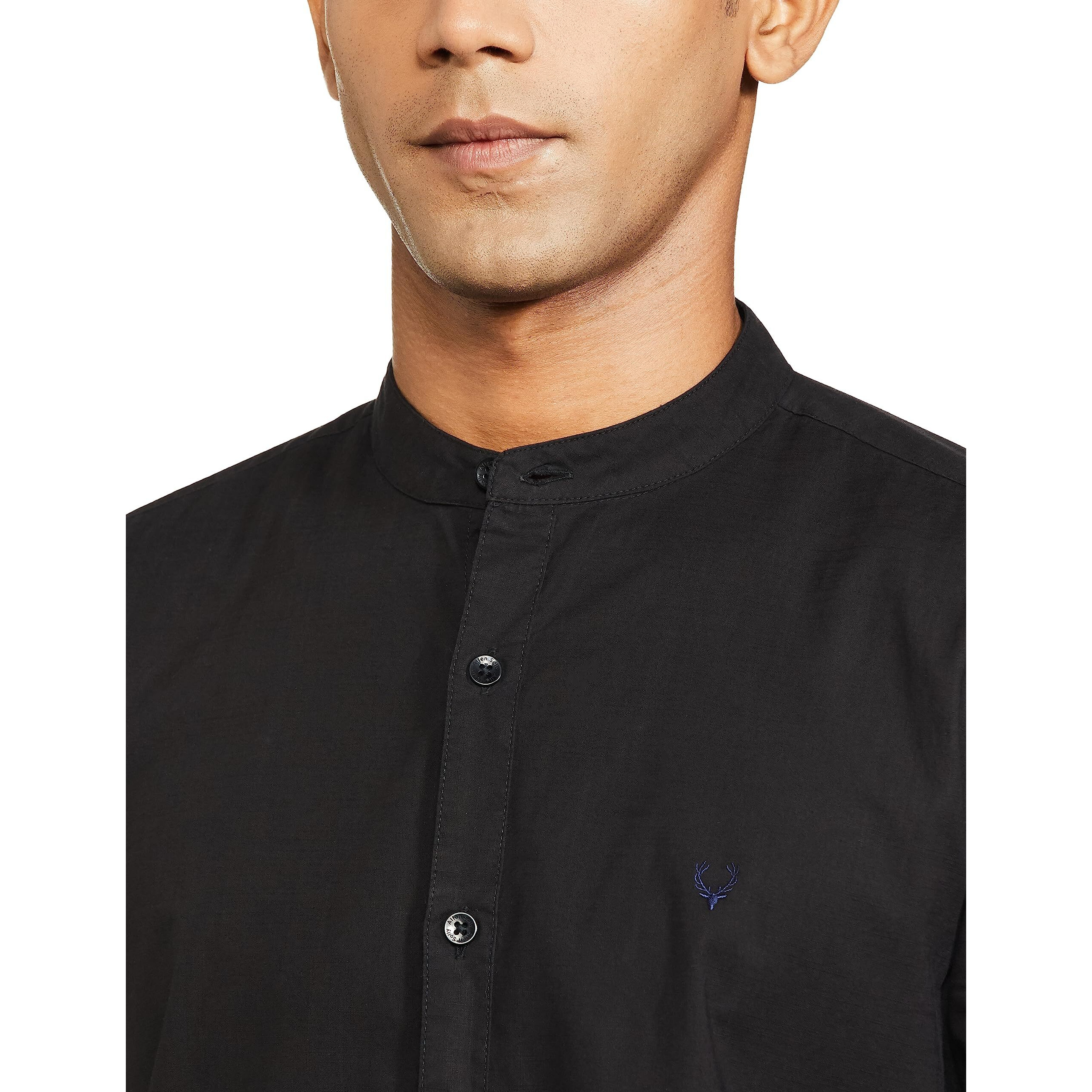 Allen Solly Men's Solid Slim Fit Shirt (ASSFWMOFA24870_Black 39)
