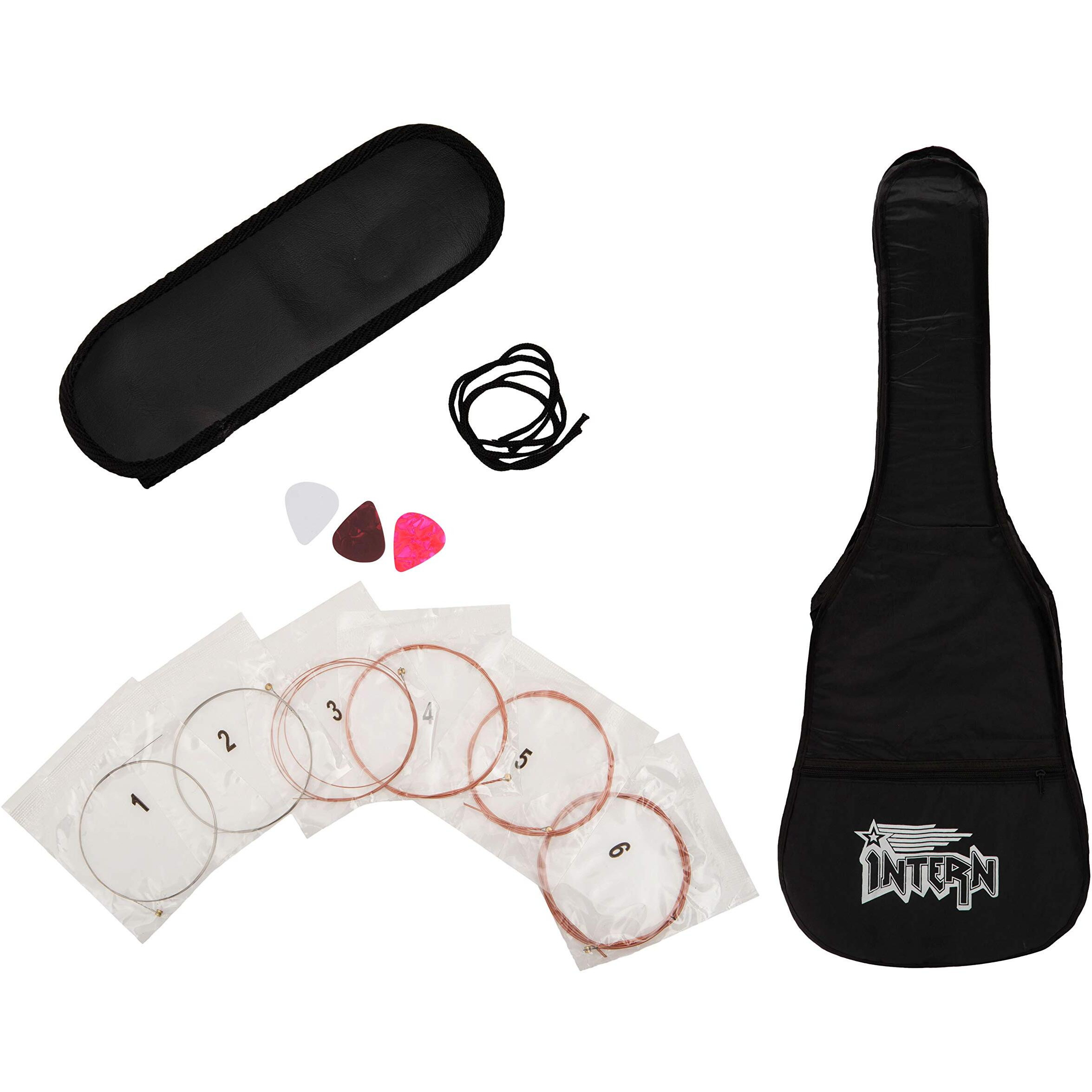 Intern INT-38C 38 Incheses basswood-BLS-G Cutaway Right HAnded Acoustic Guitar Kit, With Bag, Strings, Pick And Strap (Blue, 6 Strings)