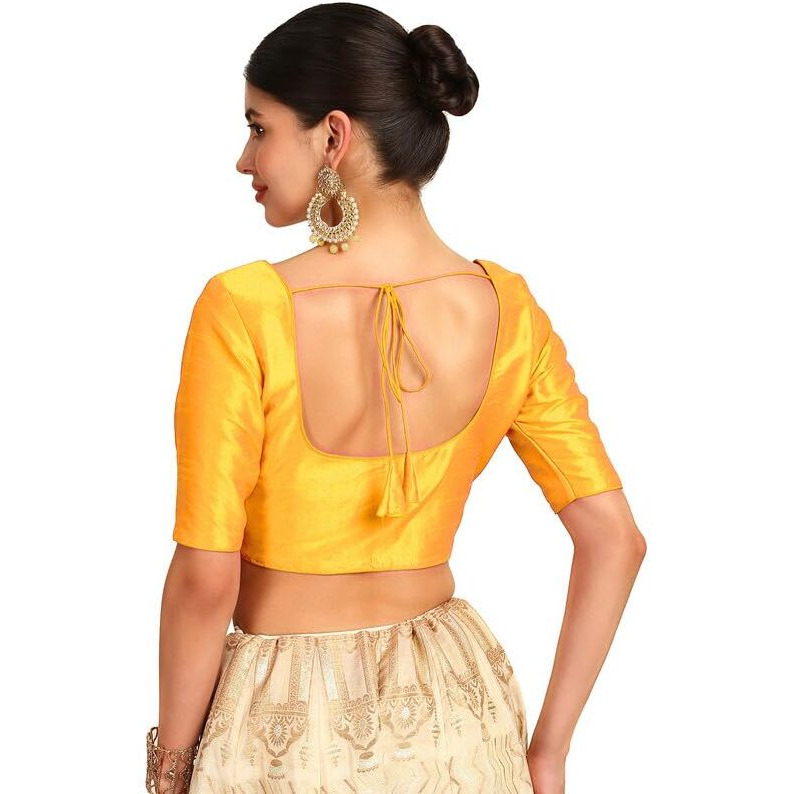 Soch Womens Mustard Art Silk Princessline Cut Padded Blouse