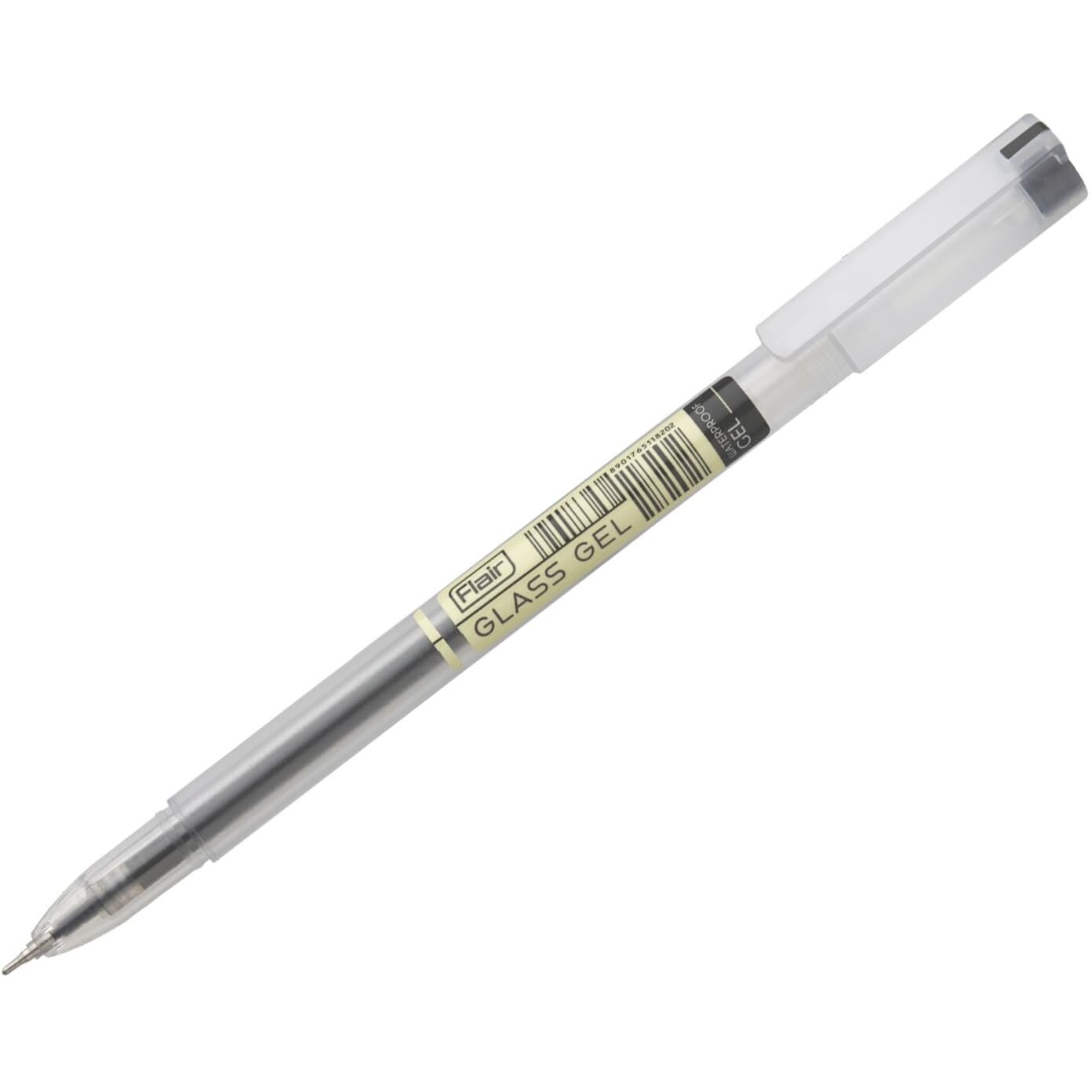 FLAIR Glass 0.6mm Gel Pen | Water Proof Ink For Smooth Flow System | Low-Viscosity Ink For Smudge Free Writing | Quick Dry Ink | Transparent Body With Fine Tip | Black ink, Pack of 30