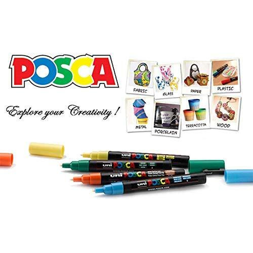 UNI-BALL Posca 5M 1.8-2.5 mm Bullet Shaped Paint Marker Pen | Reversible & Washable Tips | For Rocks Painting, Fabric, Wood, Canvas, Ceramic, Scrapbooking, DIY Crafts | Light Blue Ink, Pack of 1