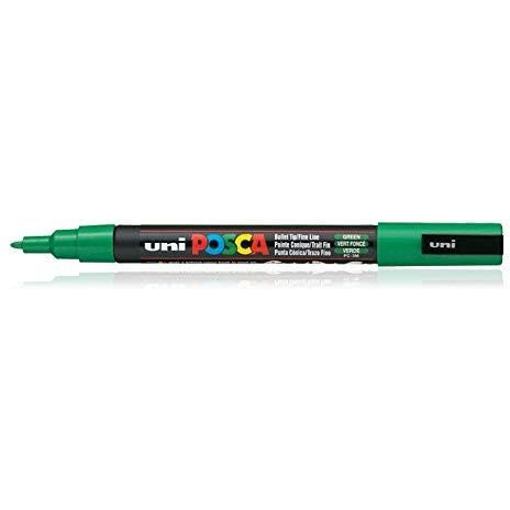 Uniball Posca 3M 0.9-1.3 mm Bullet Shaped Marker Pen (Green Ink, Pack of 1), Medium, (Model UNMRPC3MGR)