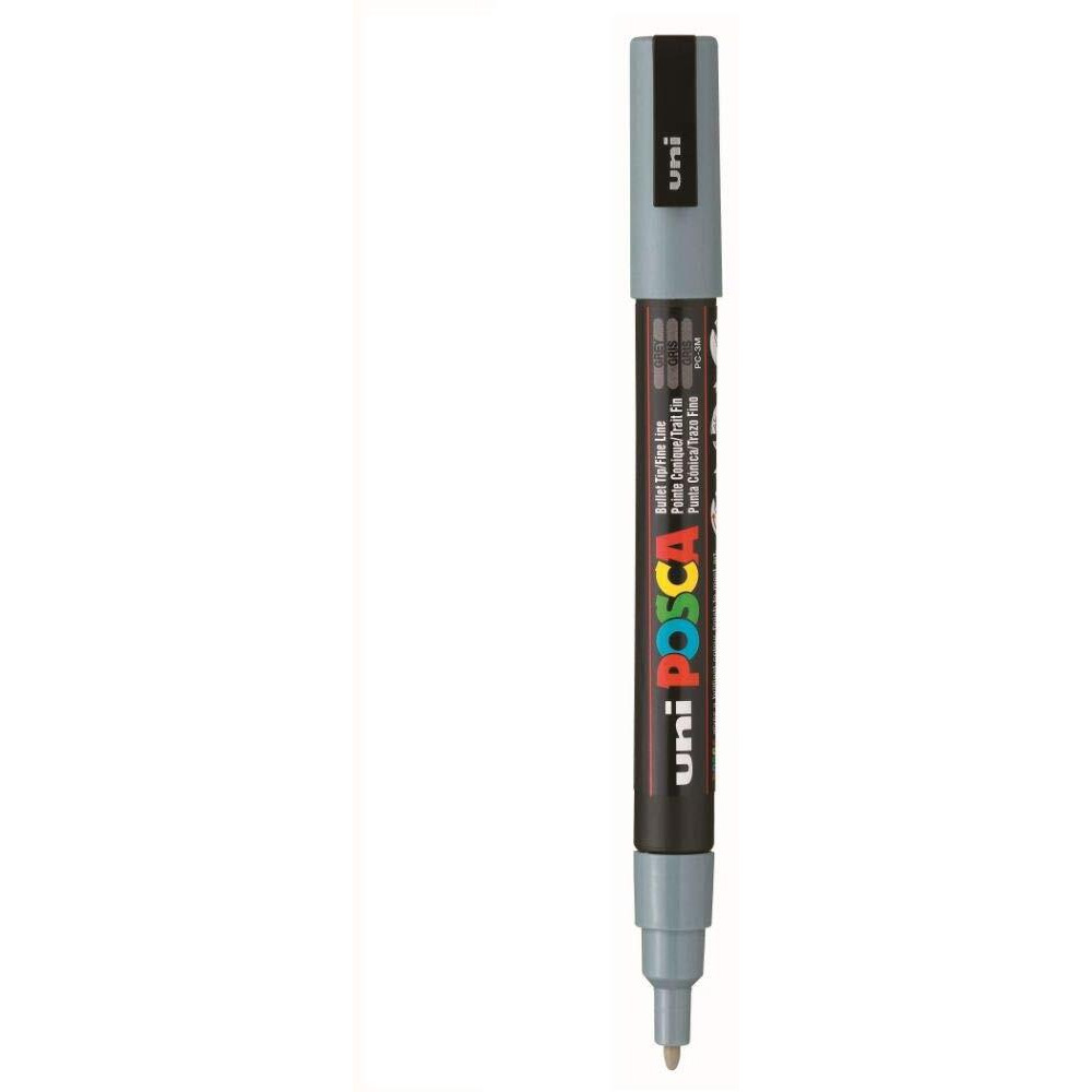 Uniball Posca 3M 0.9-1.3 mm Bullet Shaped Marker Pen (Grey Ink, Pack of 1), medium (UNMR3MPCGY)