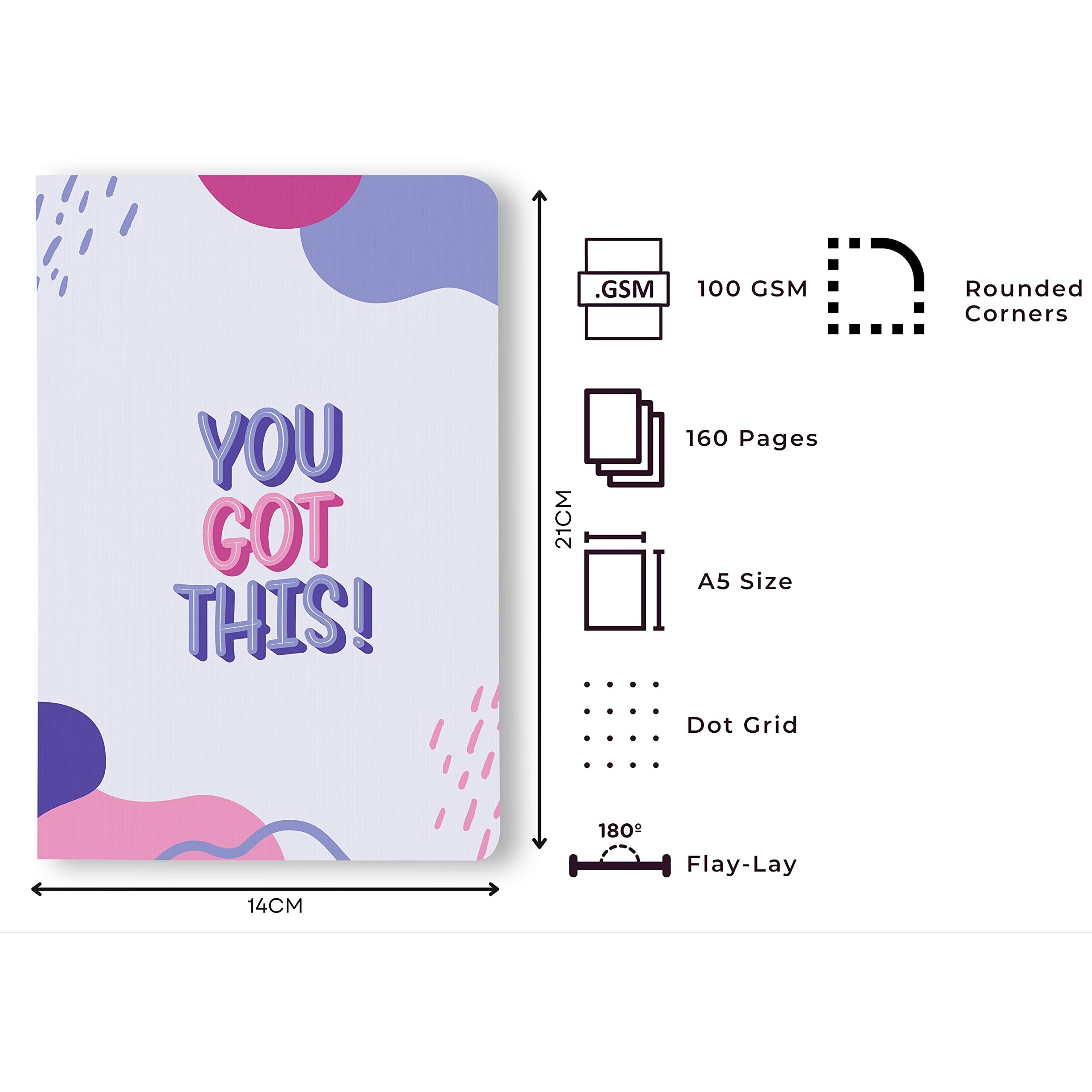 BOUND N FOUND 100 GSM A5 Dot Grid Journal 160 Pages (You Got This)