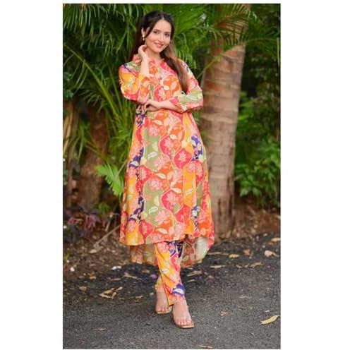 Leriya Fashion Women's Rayon Kurta Set (LF-W2091&TR1051_Multicolor 01_S)