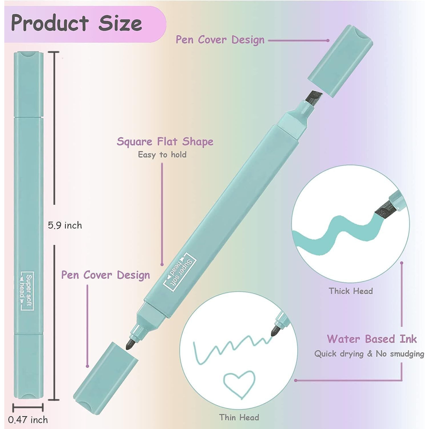 UCRAVO Pastel Highlighters Aesthetic School Supplies, 6Pcs Cute Highlighter with Mild Soft Chisel Tip, No Bleed Marker Pens for Bible Journal Planner Notes Office Arts Stationery