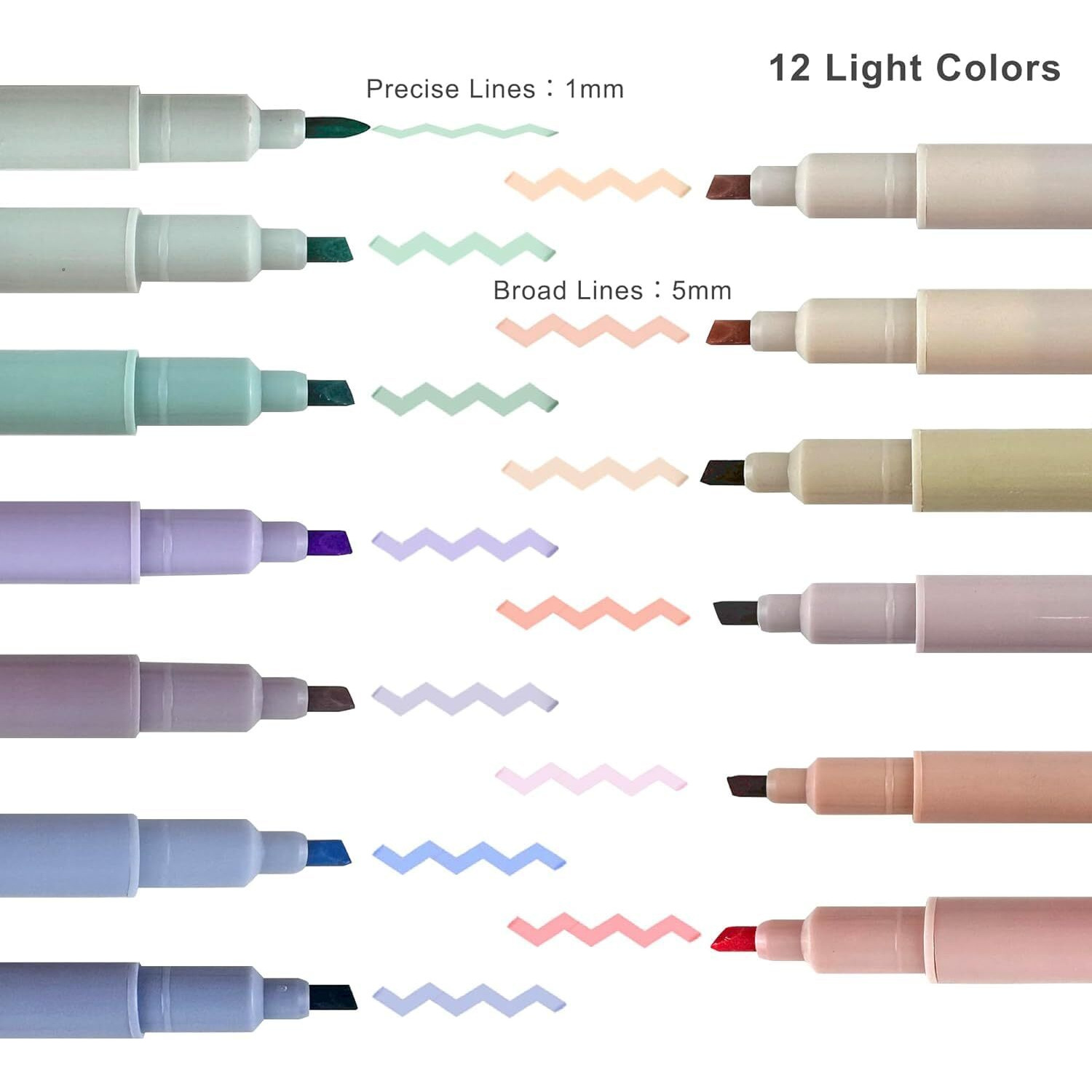 UCRAVO Cute Highlighters With Duals Tips, Cream Colors, Chisel Tip and Bullet tip, Aesthetic Highlighter Marker, No Bleed Dry Fast Easy to Hold Soft Chisel Tip Bible Highlighter Pens No Bleed Through