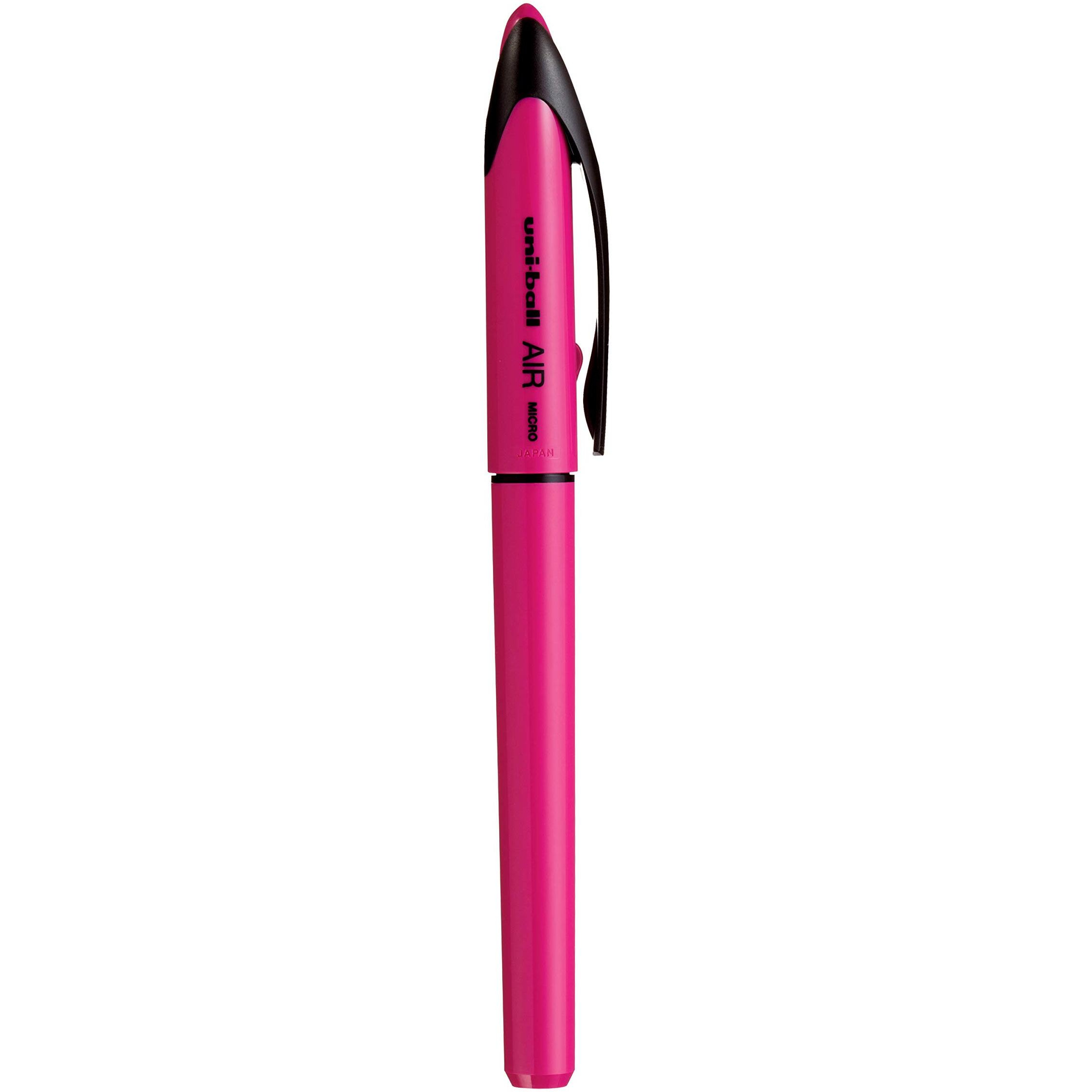 UNI-BALL Air Micro UBA 188 ELM 0.5mm Roller Ball Pen | Pink Body, Blue Ink, Pack of 3